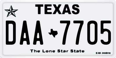 TX license plate DAA7705