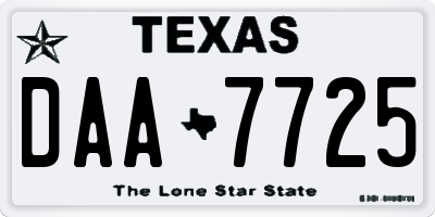 TX license plate DAA7725
