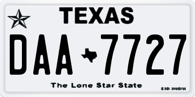 TX license plate DAA7727
