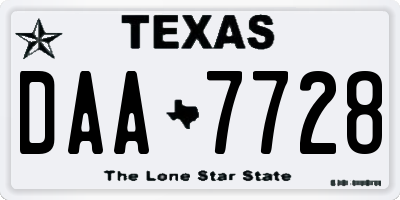 TX license plate DAA7728