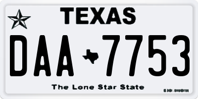 TX license plate DAA7753