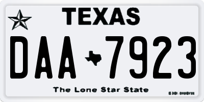 TX license plate DAA7923