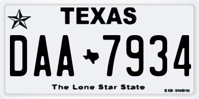 TX license plate DAA7934