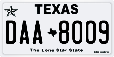 TX license plate DAA8009