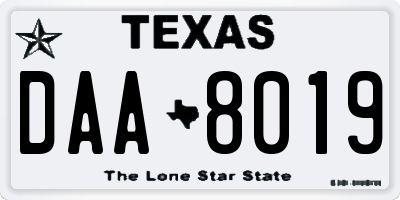 TX license plate DAA8019