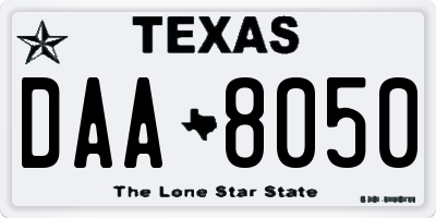 TX license plate DAA8050