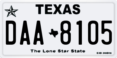 TX license plate DAA8105