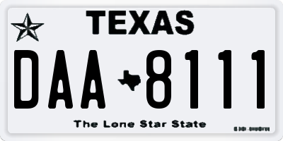 TX license plate DAA8111