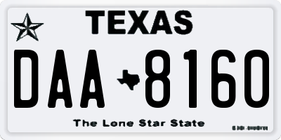 TX license plate DAA8160