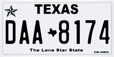 TX license plate DAA8174