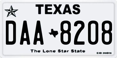 TX license plate DAA8208