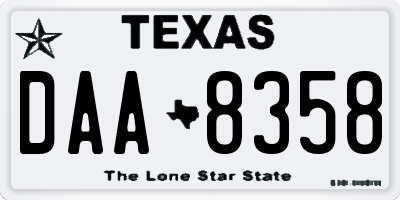 TX license plate DAA8358