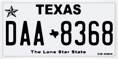 TX license plate DAA8368