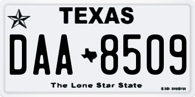 TX license plate DAA8509