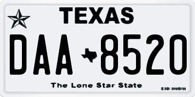 TX license plate DAA8520