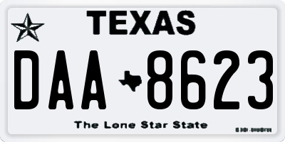 TX license plate DAA8623
