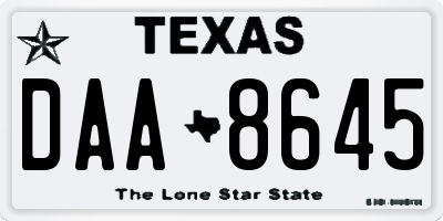 TX license plate DAA8645
