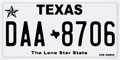 TX license plate DAA8706