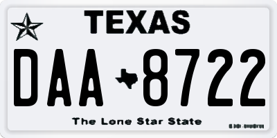 TX license plate DAA8722