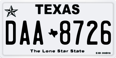 TX license plate DAA8726