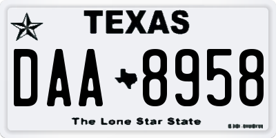 TX license plate DAA8958