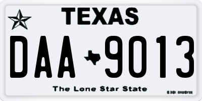 TX license plate DAA9013
