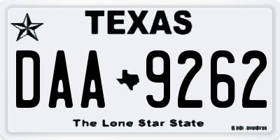 TX license plate DAA9262