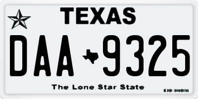 TX license plate DAA9325