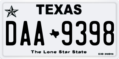 TX license plate DAA9398