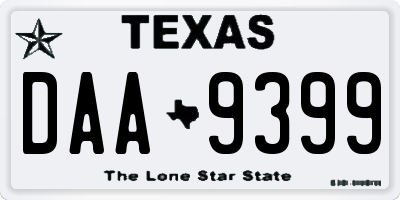 TX license plate DAA9399