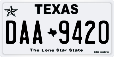 TX license plate DAA9420