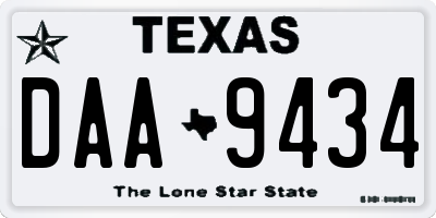 TX license plate DAA9434