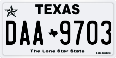 TX license plate DAA9703