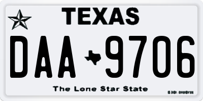 TX license plate DAA9706