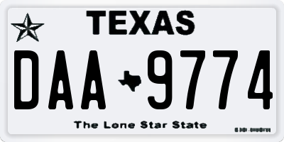 TX license plate DAA9774