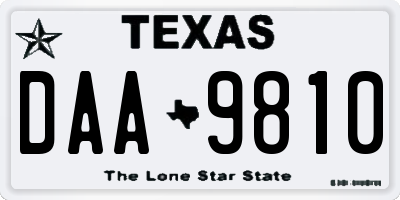 TX license plate DAA9810