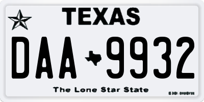TX license plate DAA9932