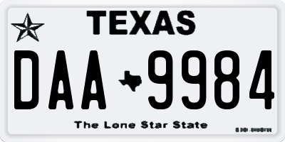 TX license plate DAA9984
