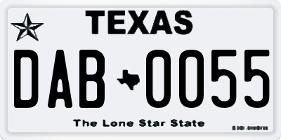 TX license plate DAB0055