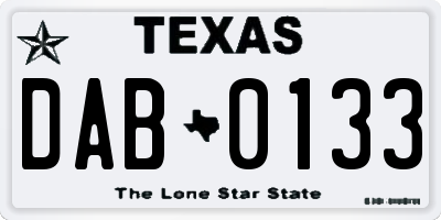 TX license plate DAB0133