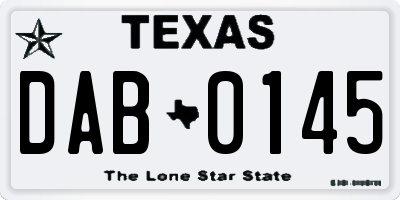 TX license plate DAB0145