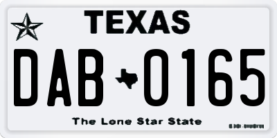 TX license plate DAB0165