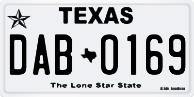 TX license plate DAB0169