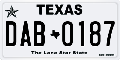 TX license plate DAB0187