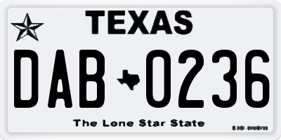TX license plate DAB0236
