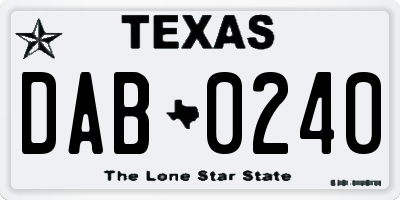 TX license plate DAB0240