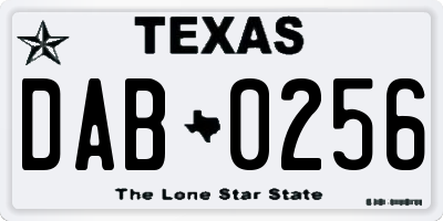 TX license plate DAB0256