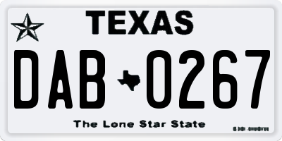 TX license plate DAB0267