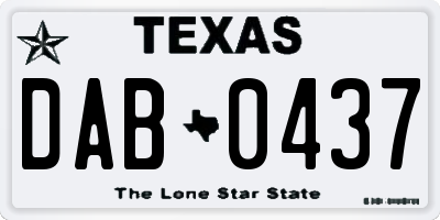 TX license plate DAB0437