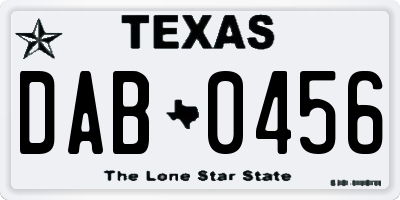 TX license plate DAB0456